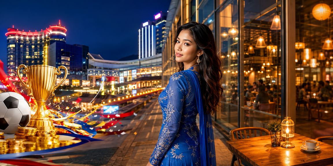 Wanita berbaju kurung menggunakan aplikasi pertaruhan di Genting Highlands Malaysia