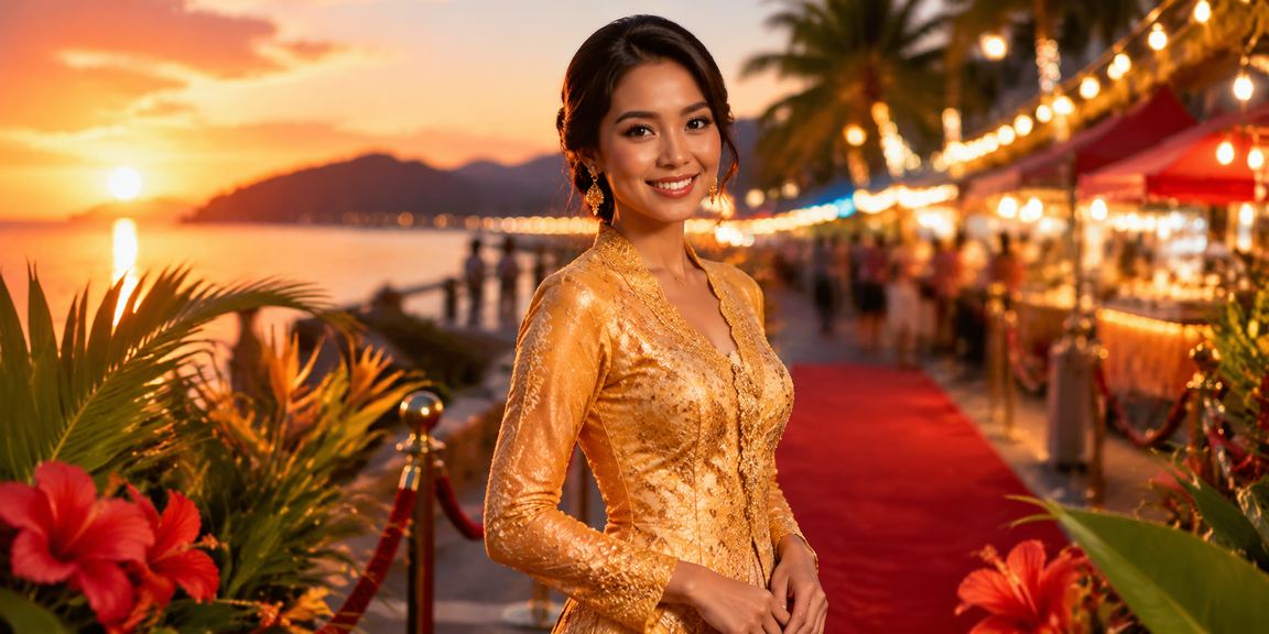 Wanita berbaju kebaya menggunakan aplikasi kasino di Kota Kinabalu dengan pengalaman pendaftaran yang mudah